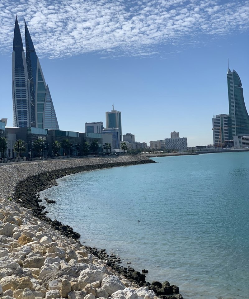 Manama skyline and the Bahrain World Trade Center across the water