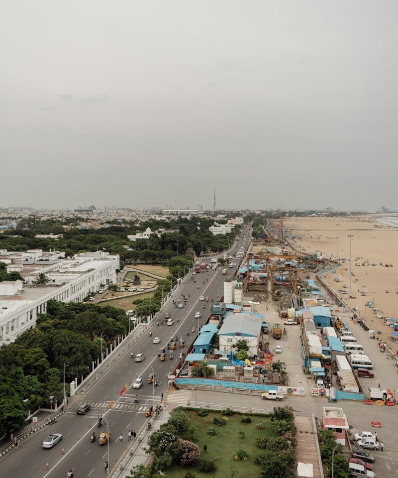 Chennai city and the Marina Beach coastline