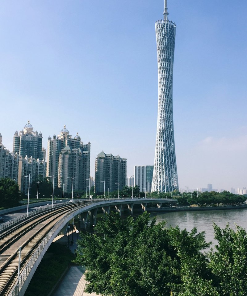 Canton Tower above the Pearl River in Guangzhou