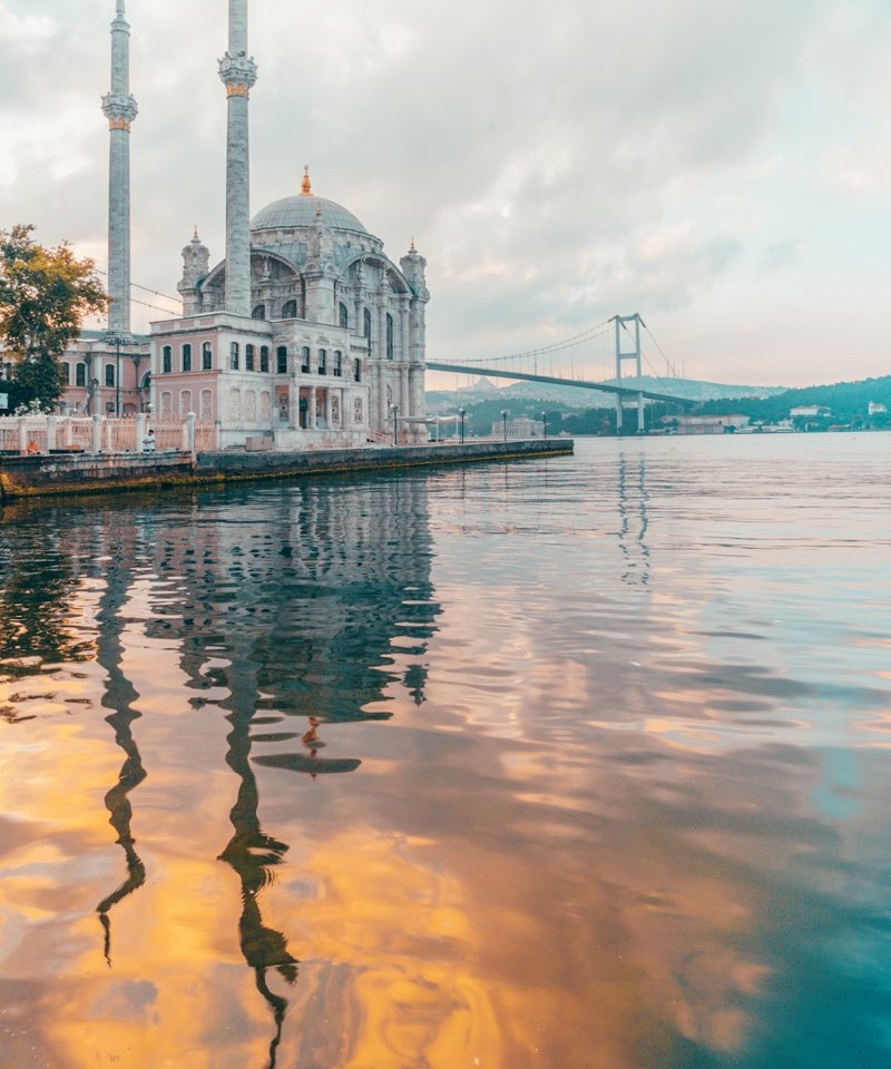 Ortaköy Mosque beside the Bosphorus Bridge in Istanbul