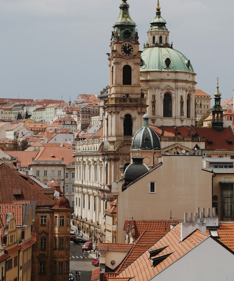 Prague rooftops and church towers